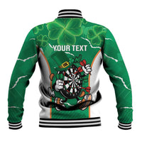 Personalised Ireland Darts Baseball Jacket Irish Dartboard Mascot Shamrock Pattern - Wonder Print Shop