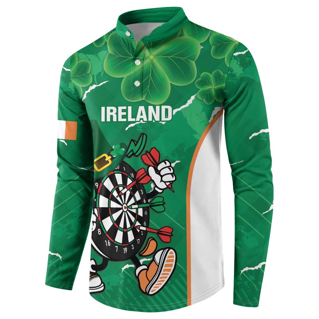 Personalised Ireland Darts Button Sweatshirt Irish Dartboard Mascot Shamrock Pattern - Wonder Print Shop