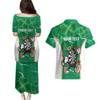 Personalised Ireland Darts Couples Matching Puletasi and Hawaiian Shirt Irish Dartboard Mascot Shamrock Pattern - Wonder Print Shop
