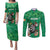 Personalised Ireland Darts Couples Matching Puletasi and Long Sleeve Button Shirt Irish Dartboard Mascot Shamrock Pattern - Wonder Print Shop