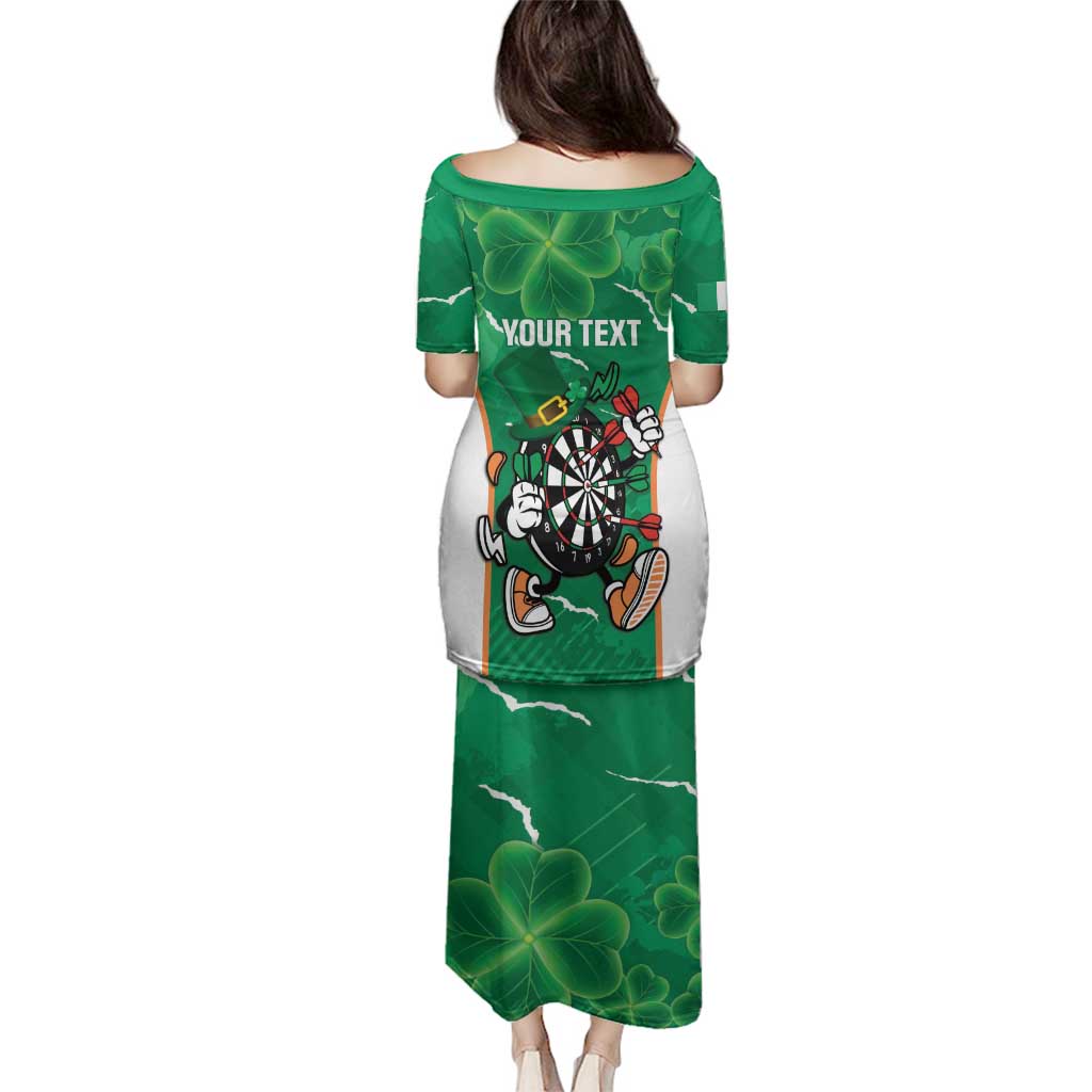 Personalised Ireland Darts Family Matching Puletasi and Hawaiian Shirt Irish Dartboard Mascot Shamrock Pattern - Wonder Print Shop