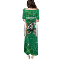 Personalised Ireland Darts Family Matching Puletasi and Hawaiian Shirt Irish Dartboard Mascot Shamrock Pattern - Wonder Print Shop