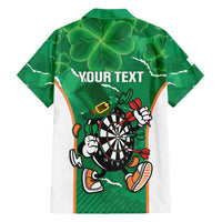 Personalised Ireland Darts Family Matching Short Sleeve Bodycon Dress and Hawaiian Shirt Irish Dartboard Mascot Shamrock Pattern - Wonder Print Shop