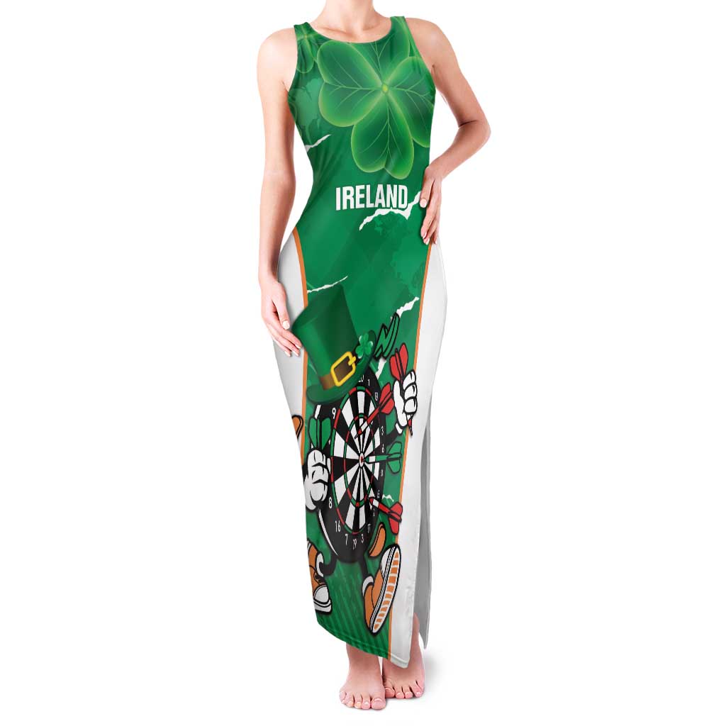 Personalised Ireland Darts Family Matching Tank Maxi Dress and Hawaiian Shirt Irish Dartboard Mascot Shamrock Pattern - Wonder Print Shop