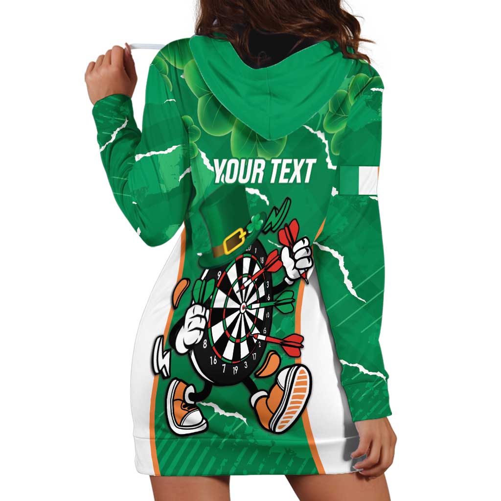 Personalised Ireland Darts Hoodie Dress Irish Dartboard Mascot Shamrock Pattern - Wonder Print Shop