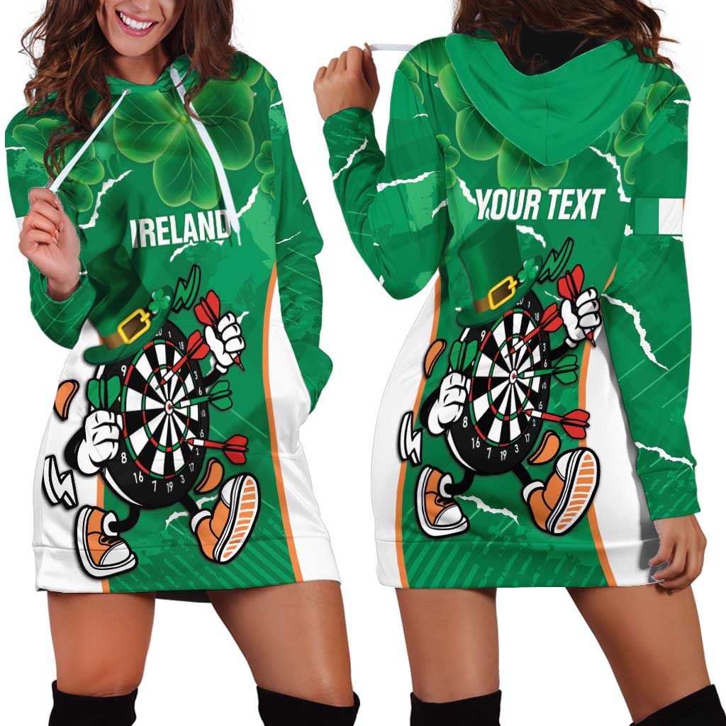 Personalised Ireland Darts Hoodie Dress Irish Dartboard Mascot Shamrock Pattern - Wonder Print Shop