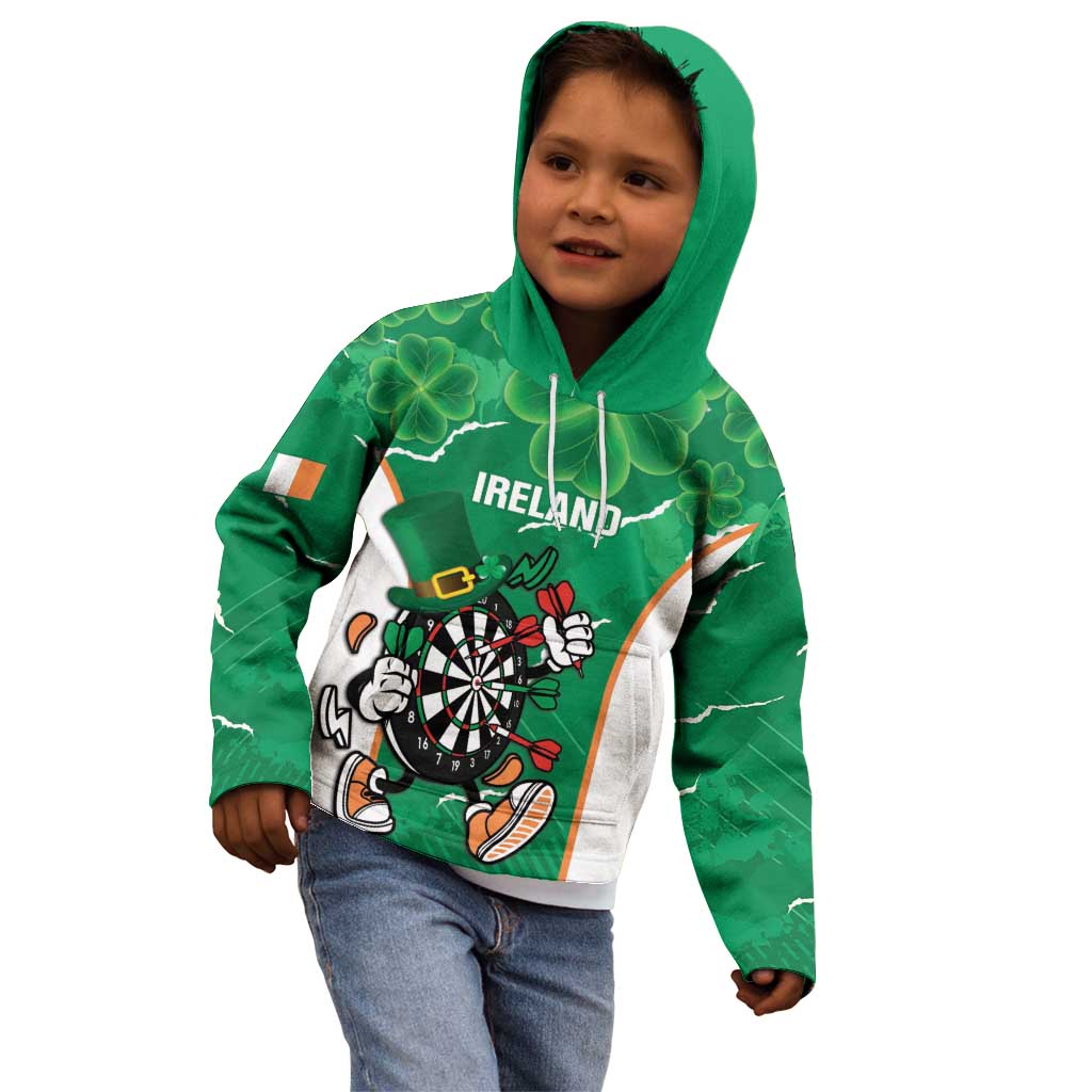 Personalised Ireland Darts Kid Hoodie Irish Dartboard Mascot Shamrock Pattern - Wonder Print Shop