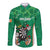 Personalised Ireland Darts Long Sleeve Button Shirt Irish Dartboard Mascot Shamrock Pattern - Wonder Print Shop
