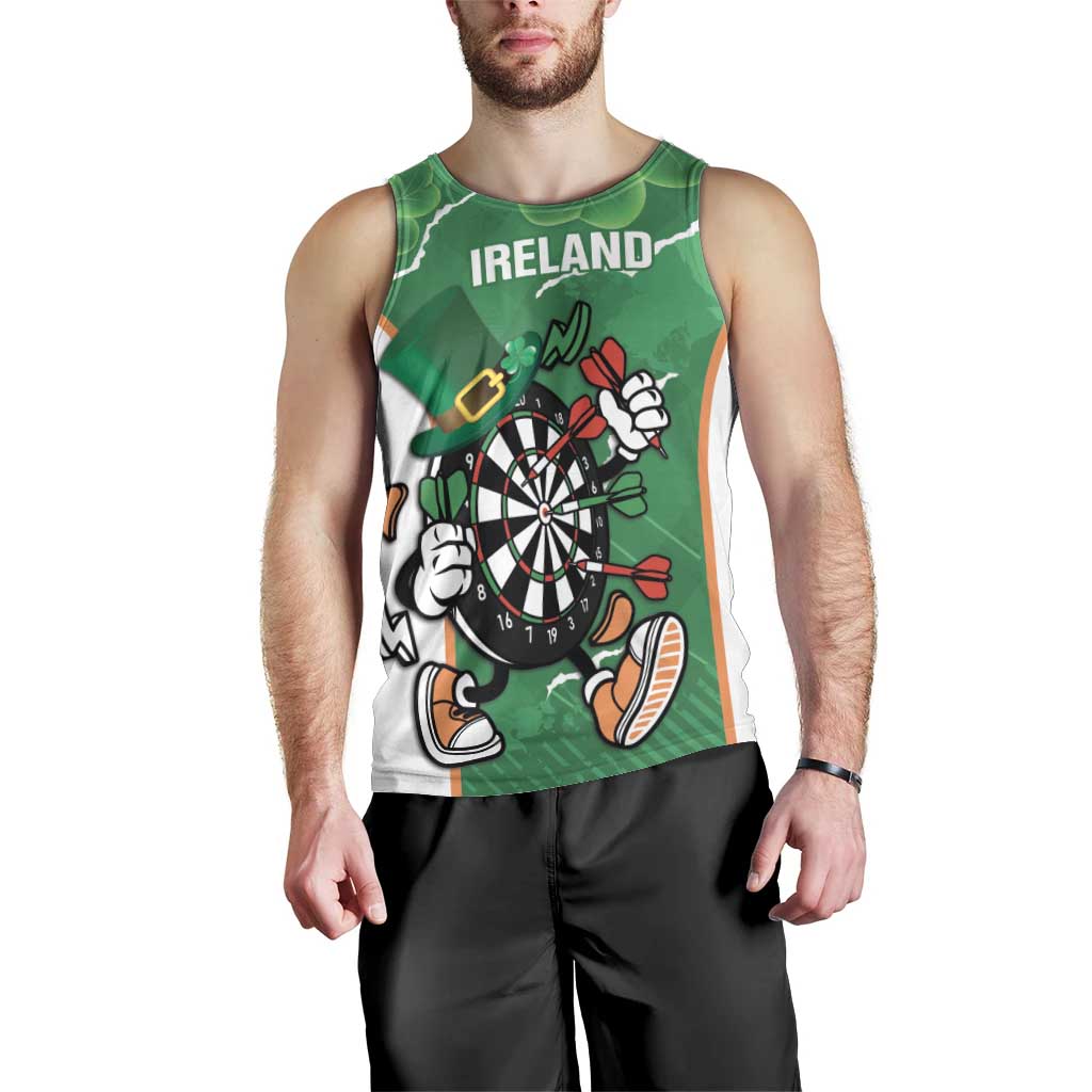 Personalised Ireland Darts Men Tank Top Irish Dartboard Mascot Shamrock Pattern - Wonder Print Shop