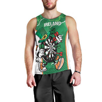Personalised Ireland Darts Men Tank Top Irish Dartboard Mascot Shamrock Pattern - Wonder Print Shop