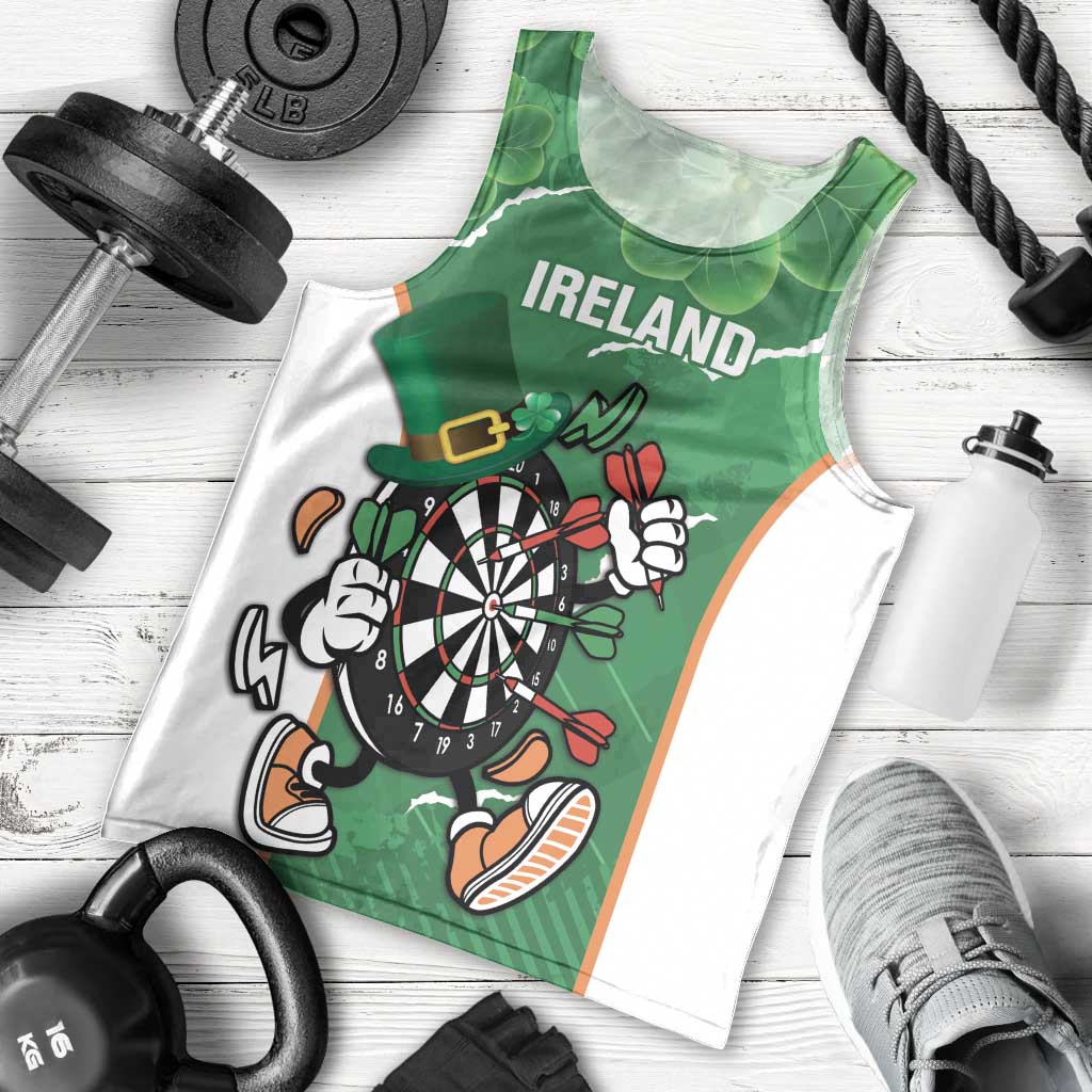 Personalised Ireland Darts Men Tank Top Irish Dartboard Mascot Shamrock Pattern - Wonder Print Shop