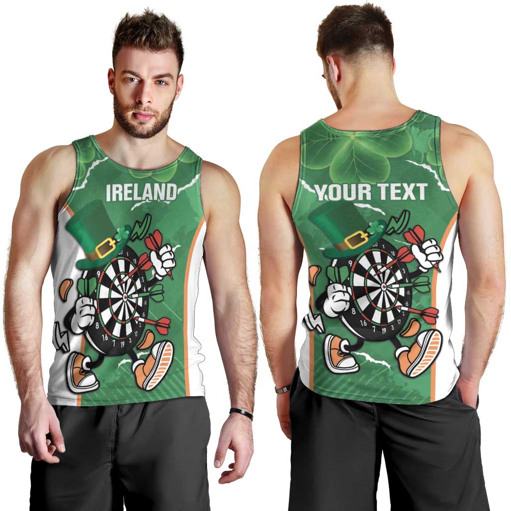 Personalised Ireland Darts Men Tank Top Irish Dartboard Mascot Shamrock Pattern - Wonder Print Shop