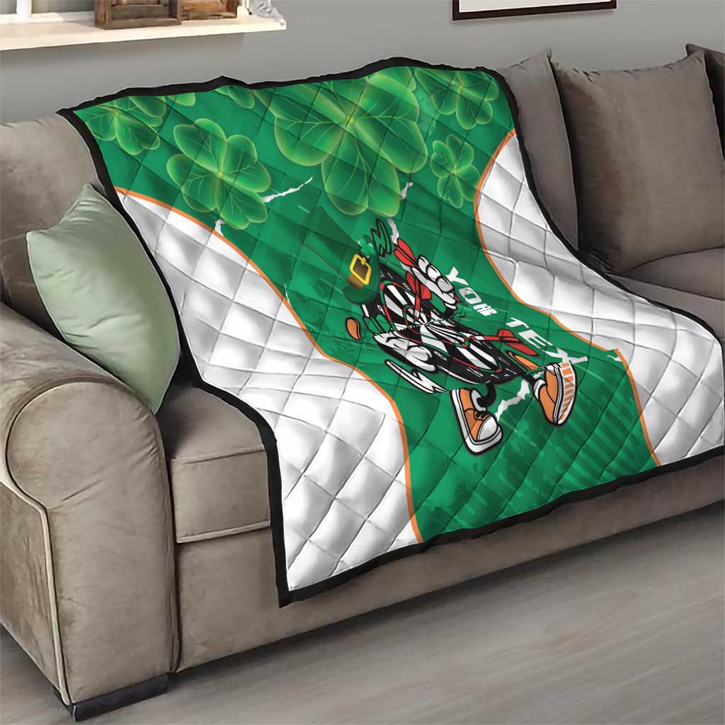 Personalised Ireland Darts Quilt Irish Dartboard Mascot Shamrock Pattern - Wonder Print Shop