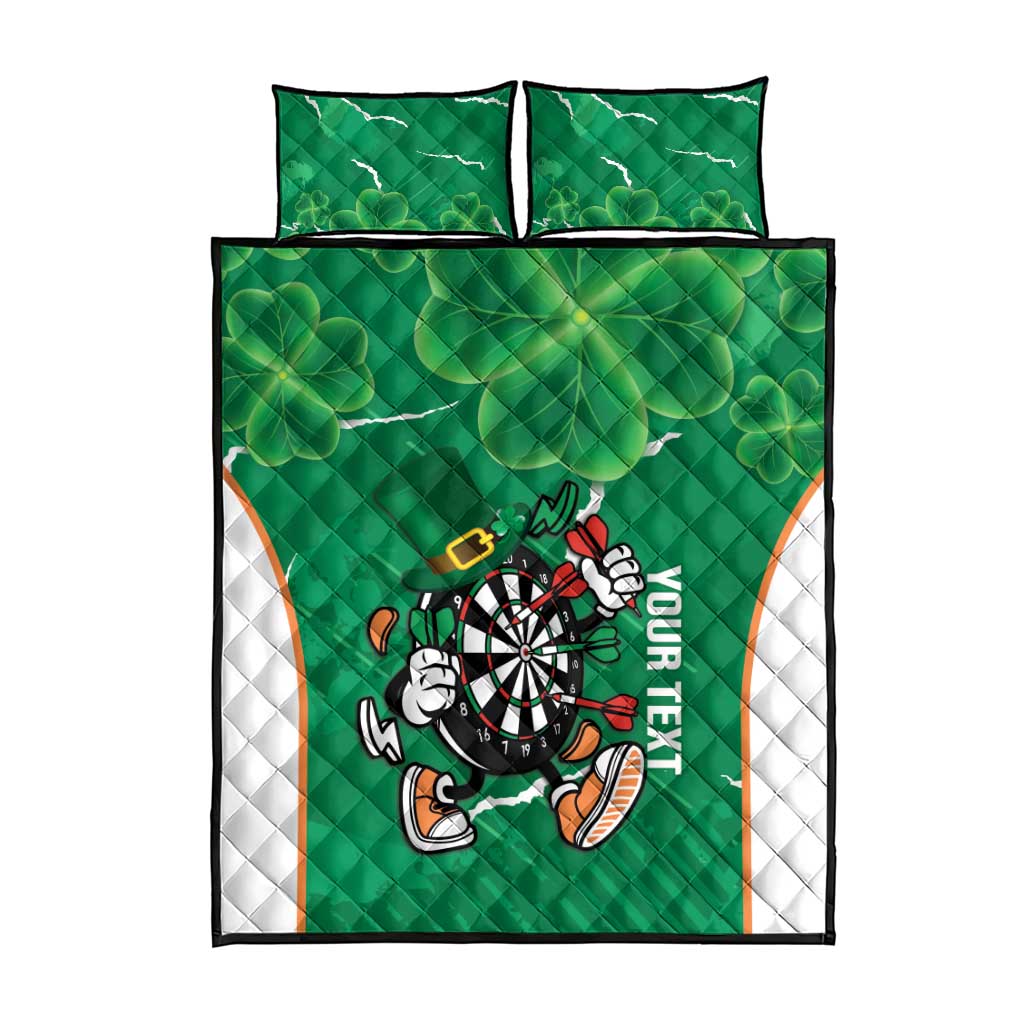 Personalised Ireland Darts Quilt Bed Set Irish Dartboard Mascot Shamrock Pattern - Wonder Print Shop