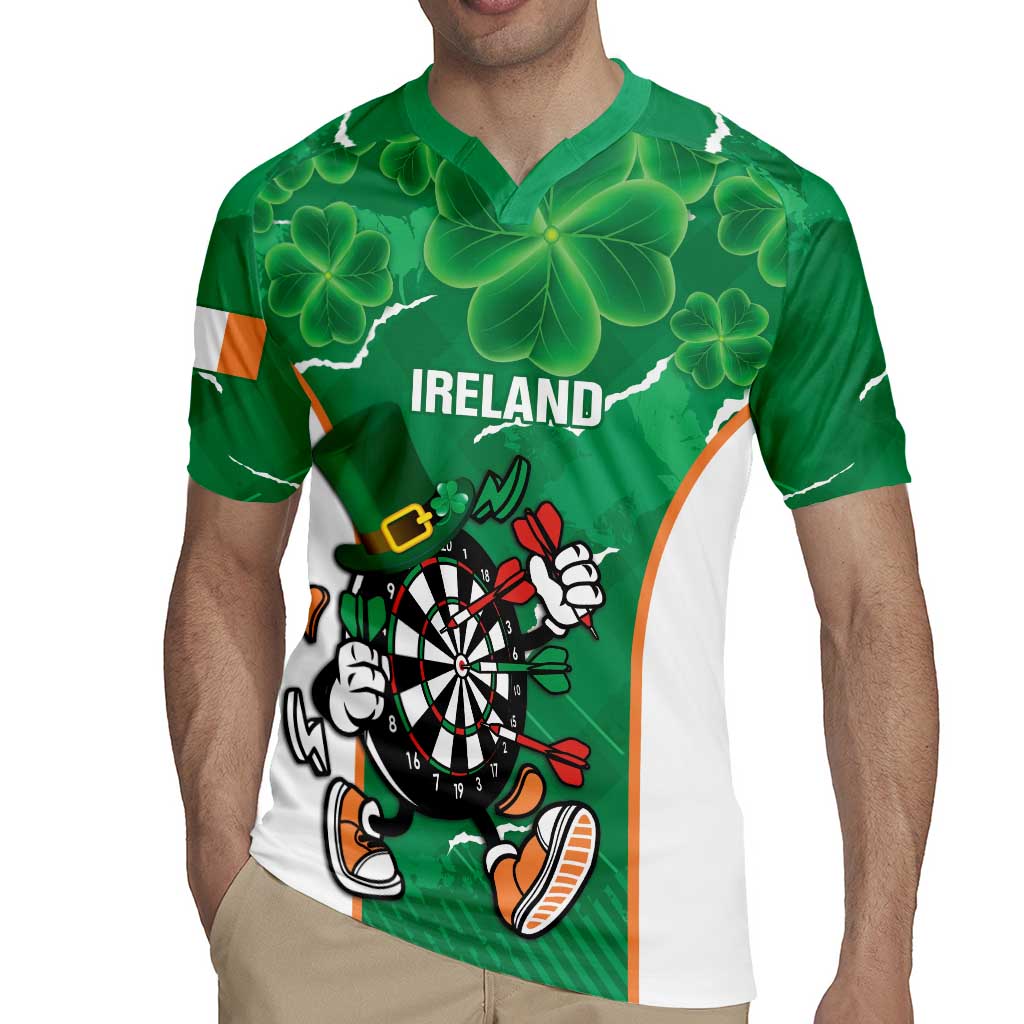 Personalised Ireland Darts Rugby Jersey Irish Dartboard Mascot Shamrock Pattern - Wonder Print Shop