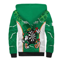 Personalised Ireland Darts Sherpa Hoodie Irish Dartboard Mascot Shamrock Pattern - Wonder Print Shop