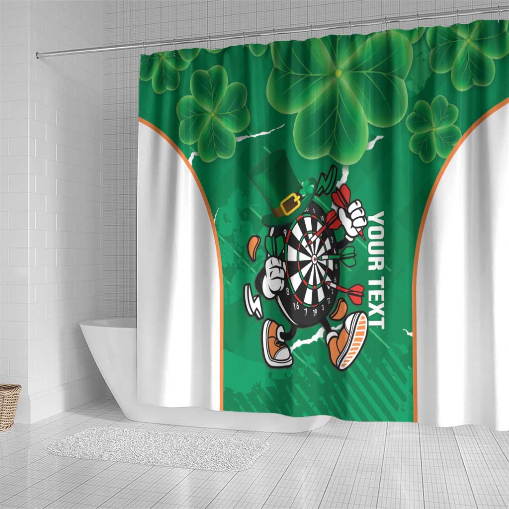 Personalised Ireland Darts Shower Curtain Irish Dartboard Mascot Shamrock Pattern