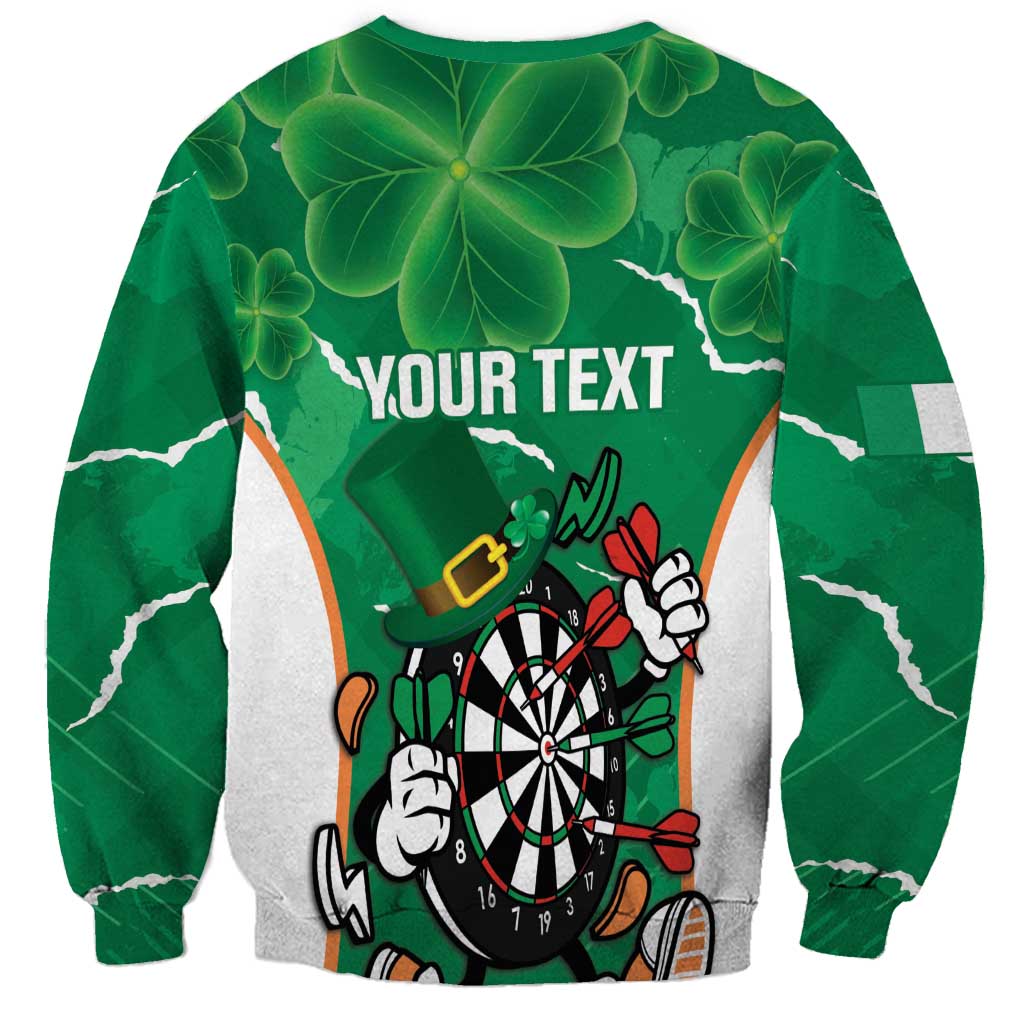 Personalised Ireland Darts Sweatshirt Irish Dartboard Mascot Shamrock Pattern - Wonder Print Shop