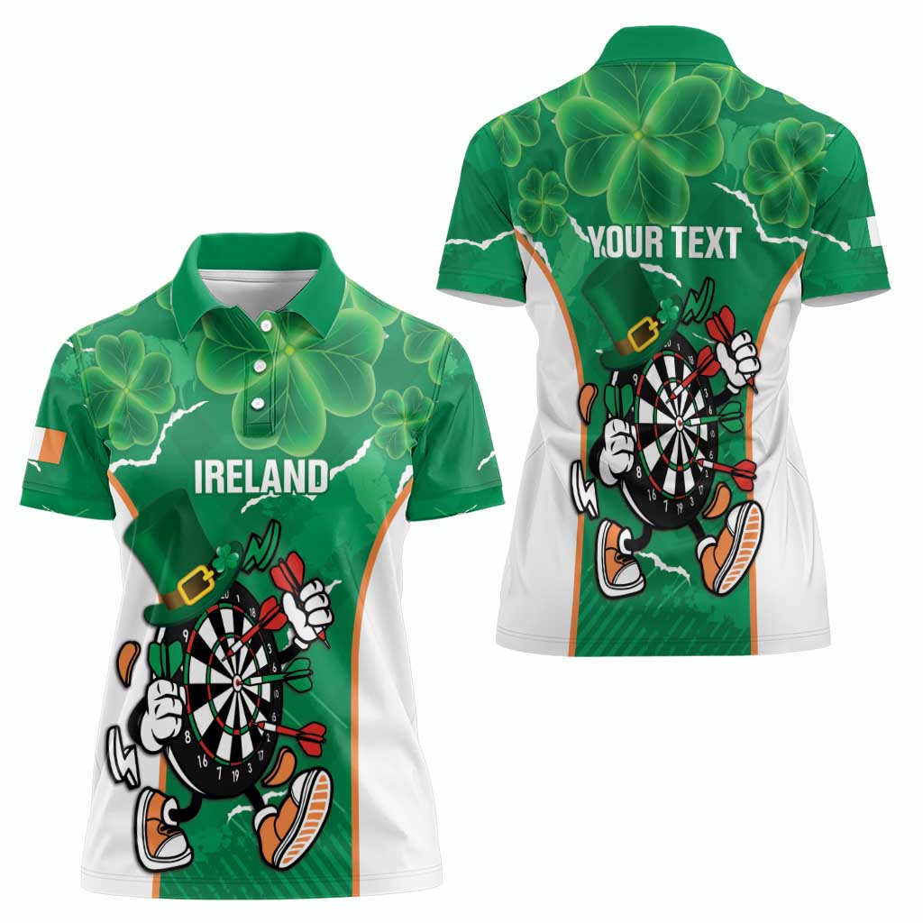 Personalised Ireland Darts Women Polo Shirt Irish Dartboard Mascot Shamrock Pattern - Wonder Print Shop