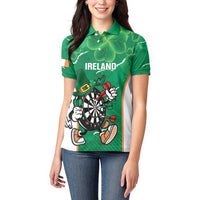 Personalised Ireland Darts Women Polo Shirt Irish Dartboard Mascot Shamrock Pattern - Wonder Print Shop