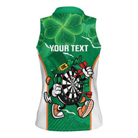 Personalised Ireland Darts Women Sleeveless Polo Shirt Irish Dartboard Mascot Shamrock Pattern - Wonder Print Shop
