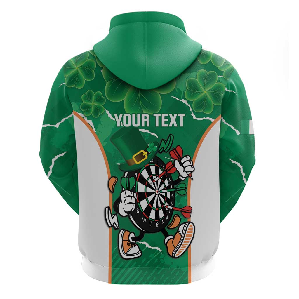 Personalised Ireland Darts Zip Hoodie Irish Dartboard Mascot Shamrock Pattern - Wonder Print Shop