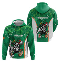 Personalised Ireland Darts Zip Hoodie Irish Dartboard Mascot Shamrock Pattern - Wonder Print Shop