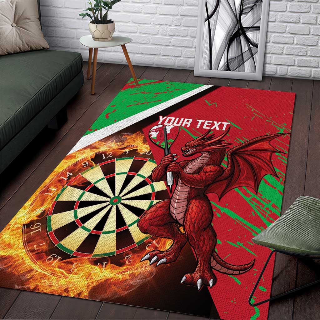 Personalised Wales Darts Area Rug Welsh Dragon - Grunge Style - Wonder Print Shop