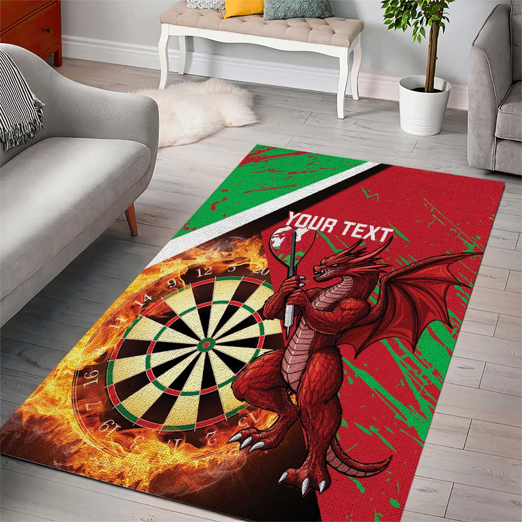 Personalised Wales Darts Area Rug Welsh Dragon - Grunge Style - Wonder Print Shop