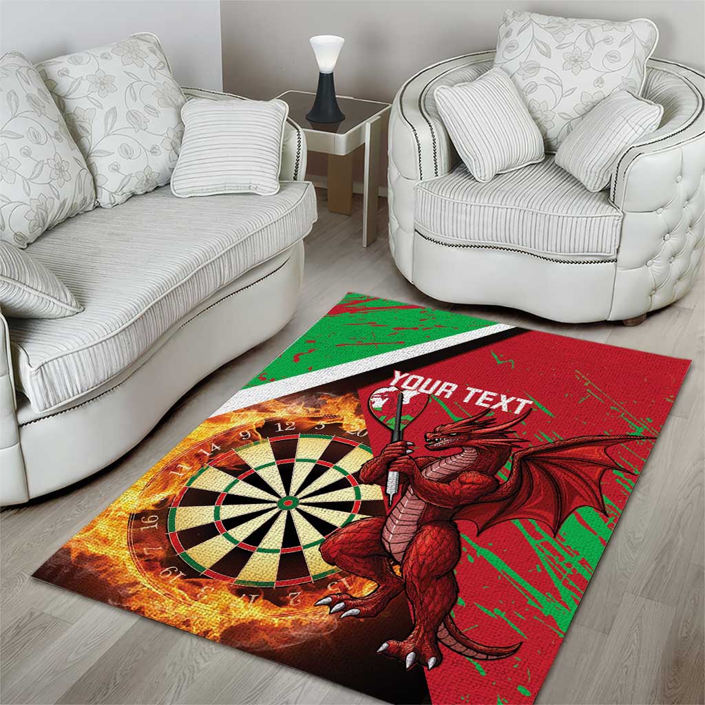 Personalised Wales Darts Area Rug Welsh Dragon - Grunge Style - Wonder Print Shop
