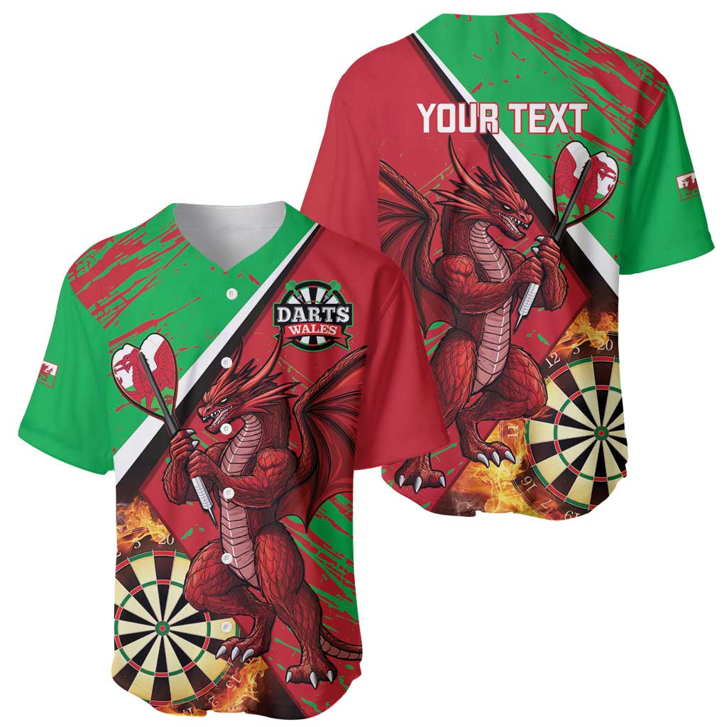 Personalised Wales Darts Baseball Jersey Welsh Dragon - Grunge Style - Wonder Print Shop