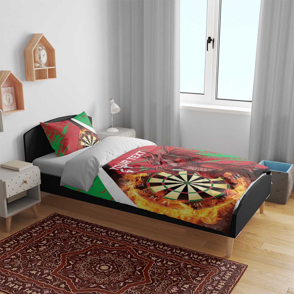 Personalised Wales Darts Bedding Set Welsh Dragon - Grunge Style - Wonder Print Shop