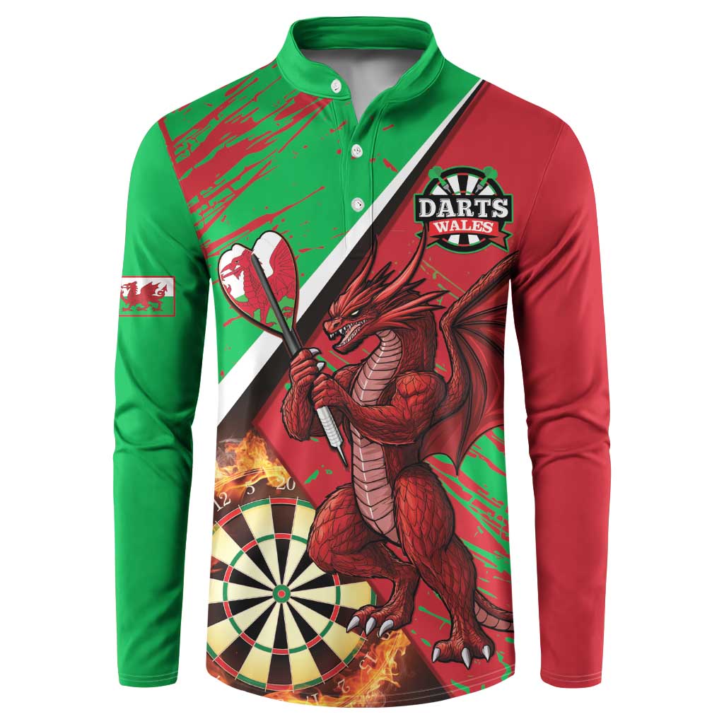 Personalised Wales Darts Button Sweatshirt Welsh Dragon - Grunge Style - Wonder Print Shop