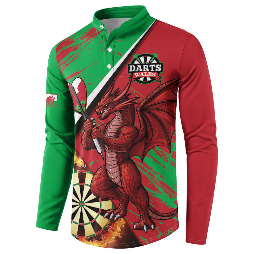 Personalised Wales Darts Button Sweatshirt Welsh Dragon - Grunge Style - Wonder Print Shop