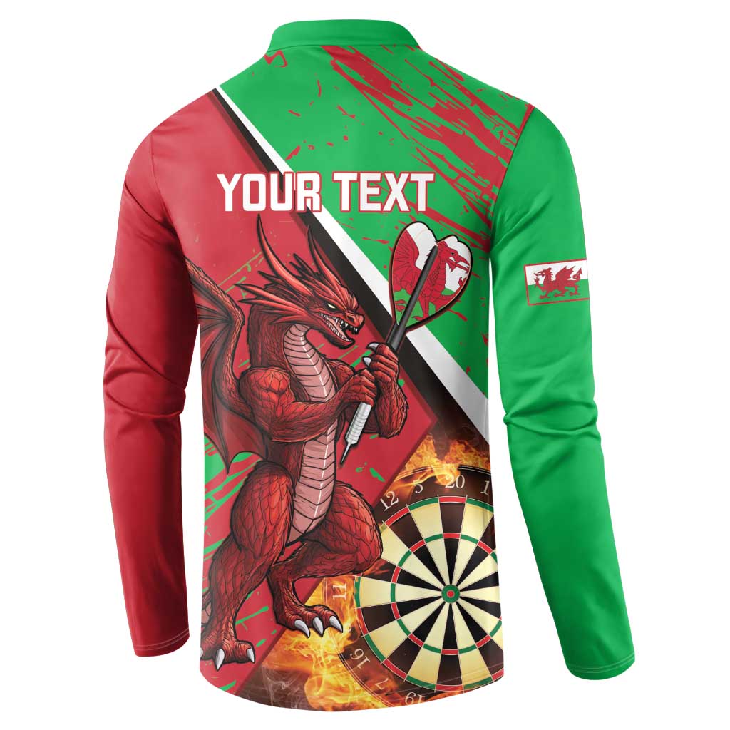 Personalised Wales Darts Button Sweatshirt Welsh Dragon - Grunge Style - Wonder Print Shop