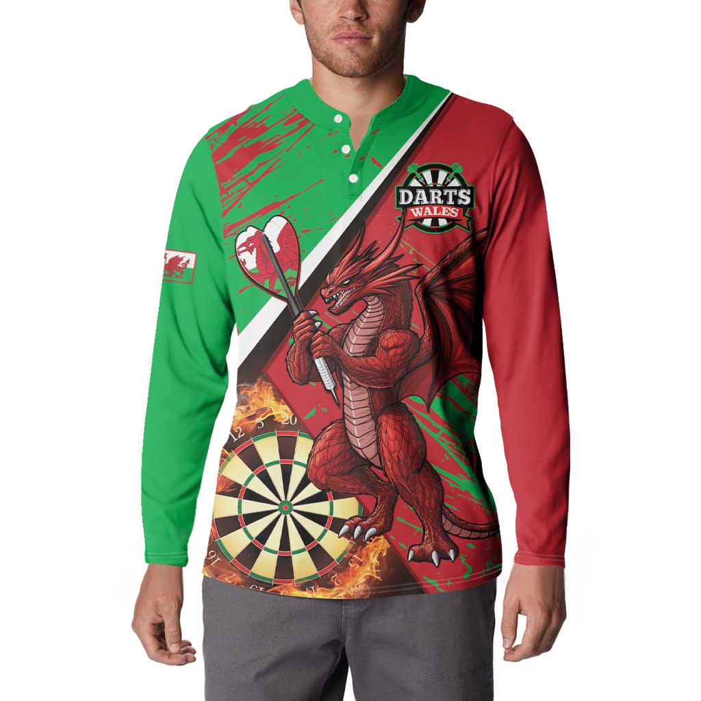 Personalised Wales Darts Button Sweatshirt Welsh Dragon - Grunge Style - Wonder Print Shop