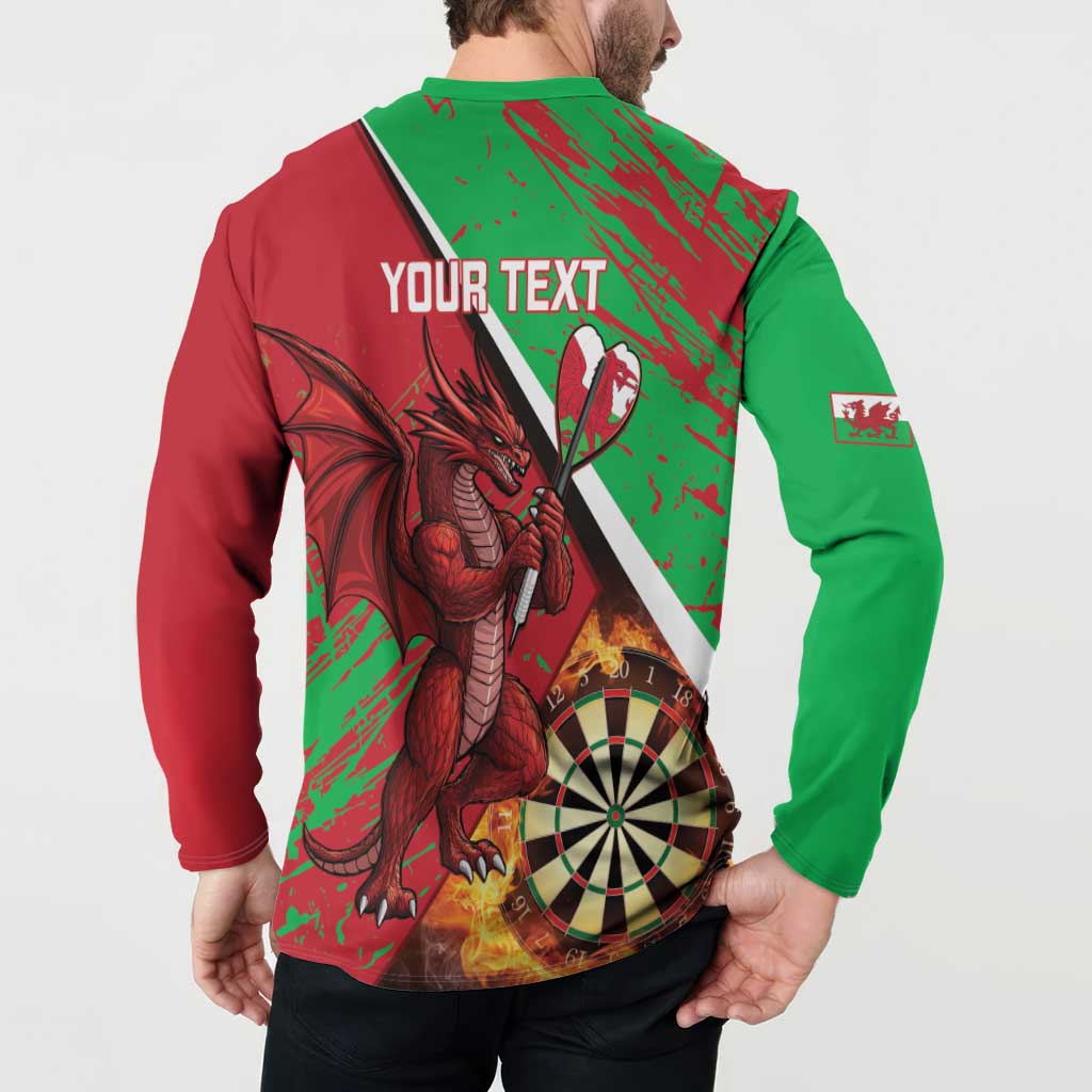 Personalised Wales Darts Button Sweatshirt Welsh Dragon - Grunge Style - Wonder Print Shop