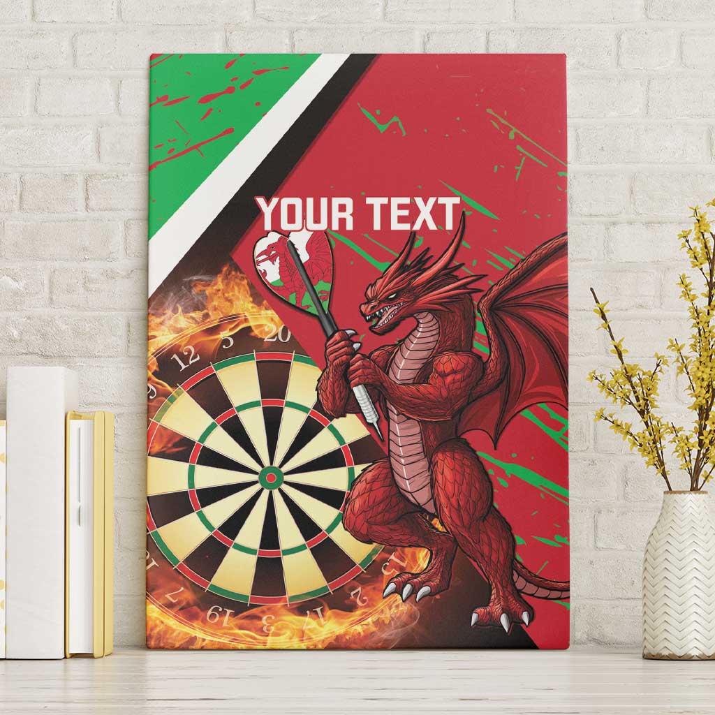 Personalised Wales Darts Canvas Wall Art Welsh Dragon - Grunge Style - Wonder Print Shop