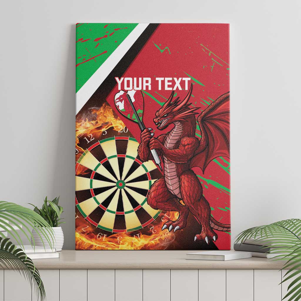 Personalised Wales Darts Canvas Wall Art Welsh Dragon - Grunge Style - Wonder Print Shop