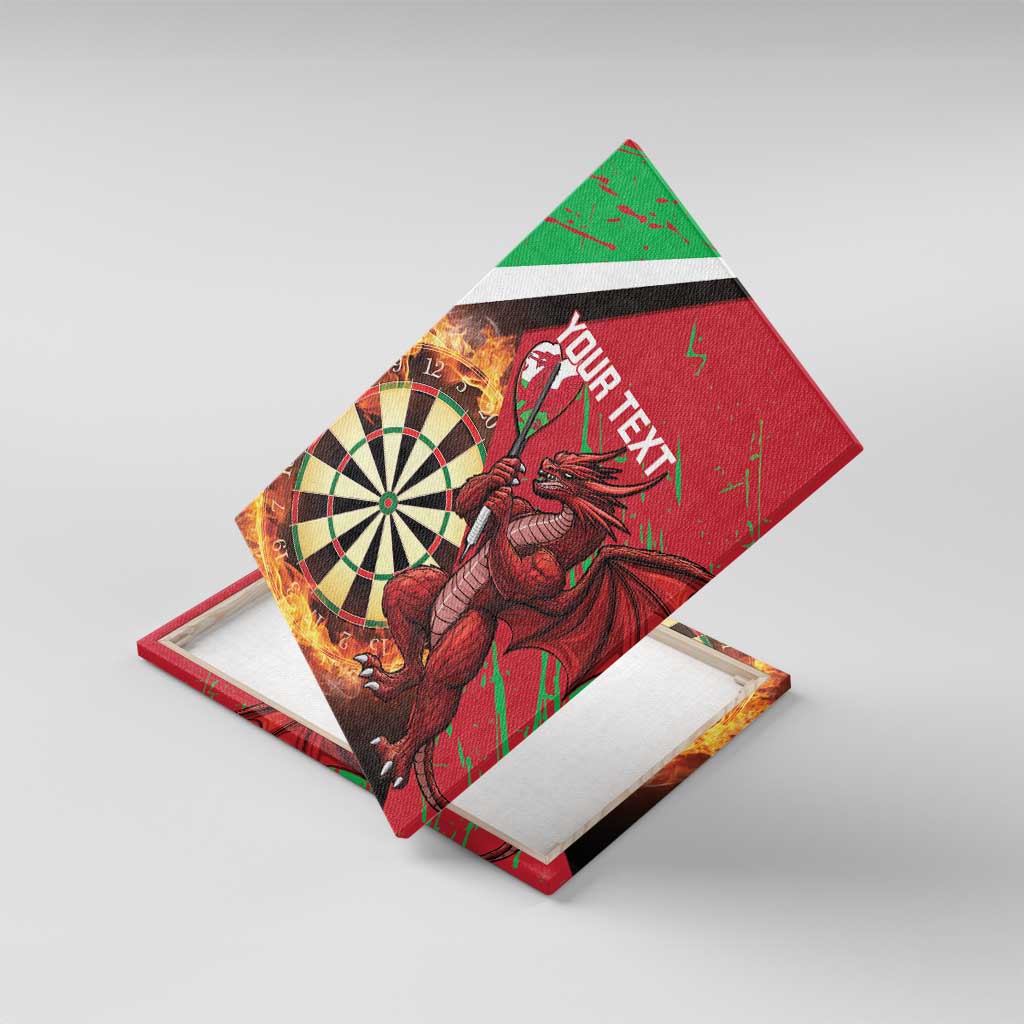 Personalised Wales Darts Canvas Wall Art Welsh Dragon - Grunge Style - Wonder Print Shop