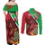 Personalised Wales Darts Couples Matching Off Shoulder Maxi Dress and Long Sleeve Button Shirt Welsh Dragon - Grunge Style - Wonder Print Shop