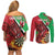 Personalised Wales Darts Couples Matching Off Shoulder Short Dress and Long Sleeve Button Shirt Welsh Dragon - Grunge Style - Wonder Print Shop