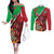 Personalised Wales Darts Couples Matching Off The Shoulder Long Sleeve Dress and Long Sleeve Button Shirt Welsh Dragon - Grunge Style