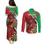Personalised Wales Darts Couples Matching Puletasi and Long Sleeve Button Shirt Welsh Dragon - Grunge Style - Wonder Print Shop