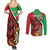 Personalised Wales Darts Couples Matching Summer Maxi Dress and Long Sleeve Button Shirt Welsh Dragon - Grunge Style - Wonder Print Shop