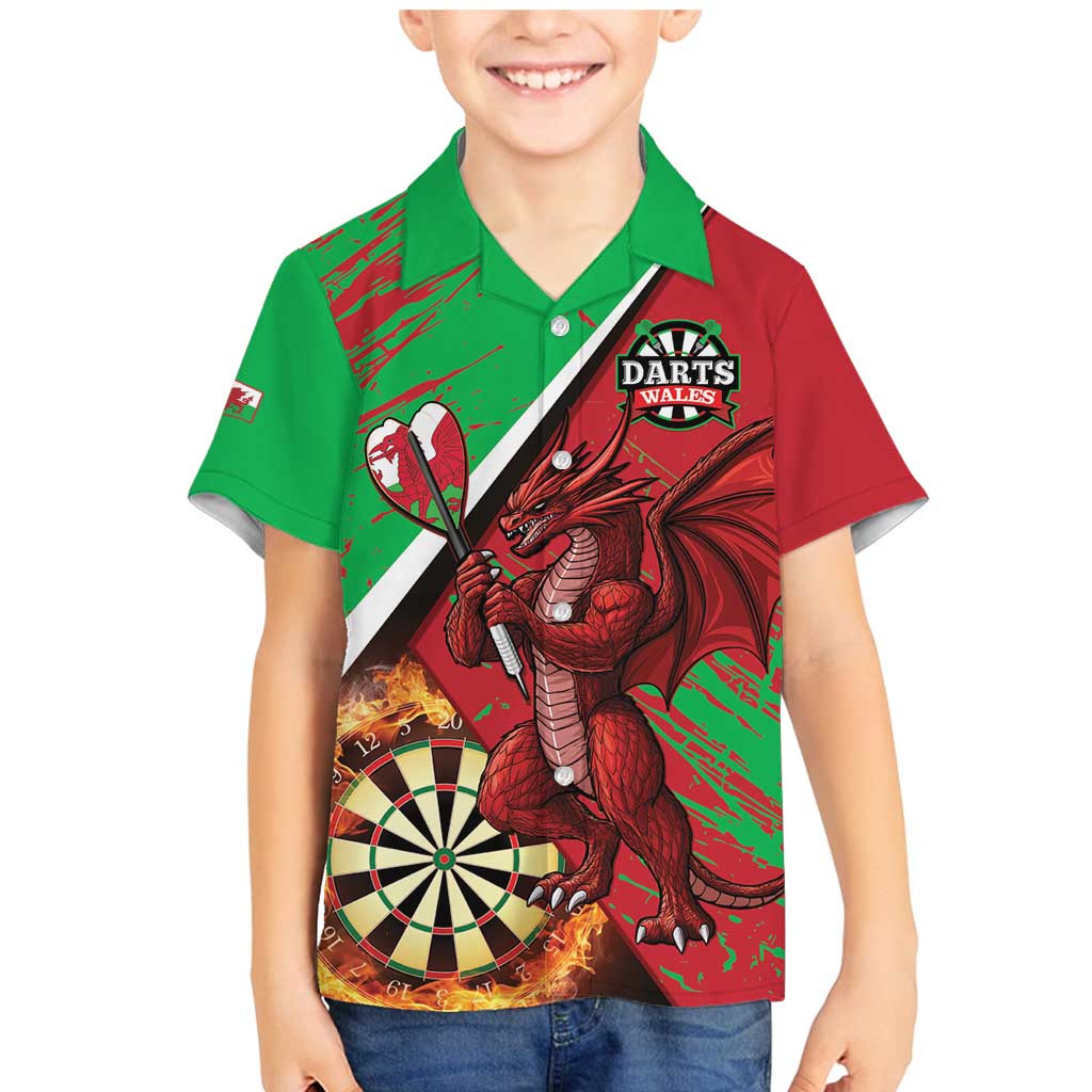 Personalised Wales Darts Family Matching Mermaid Dress and Hawaiian Shirt Welsh Dragon - Grunge Style - Wonder Print Shop