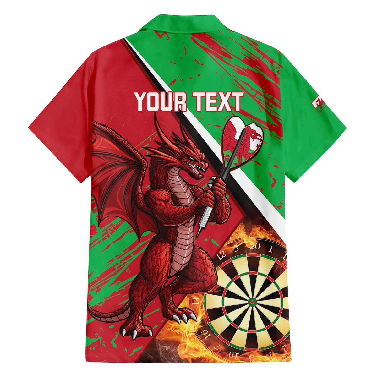 Personalised Wales Darts Family Matching Off The Shoulder Long Sleeve Dress and Hawaiian Shirt Welsh Dragon - Grunge Style - Wonder Print Shop