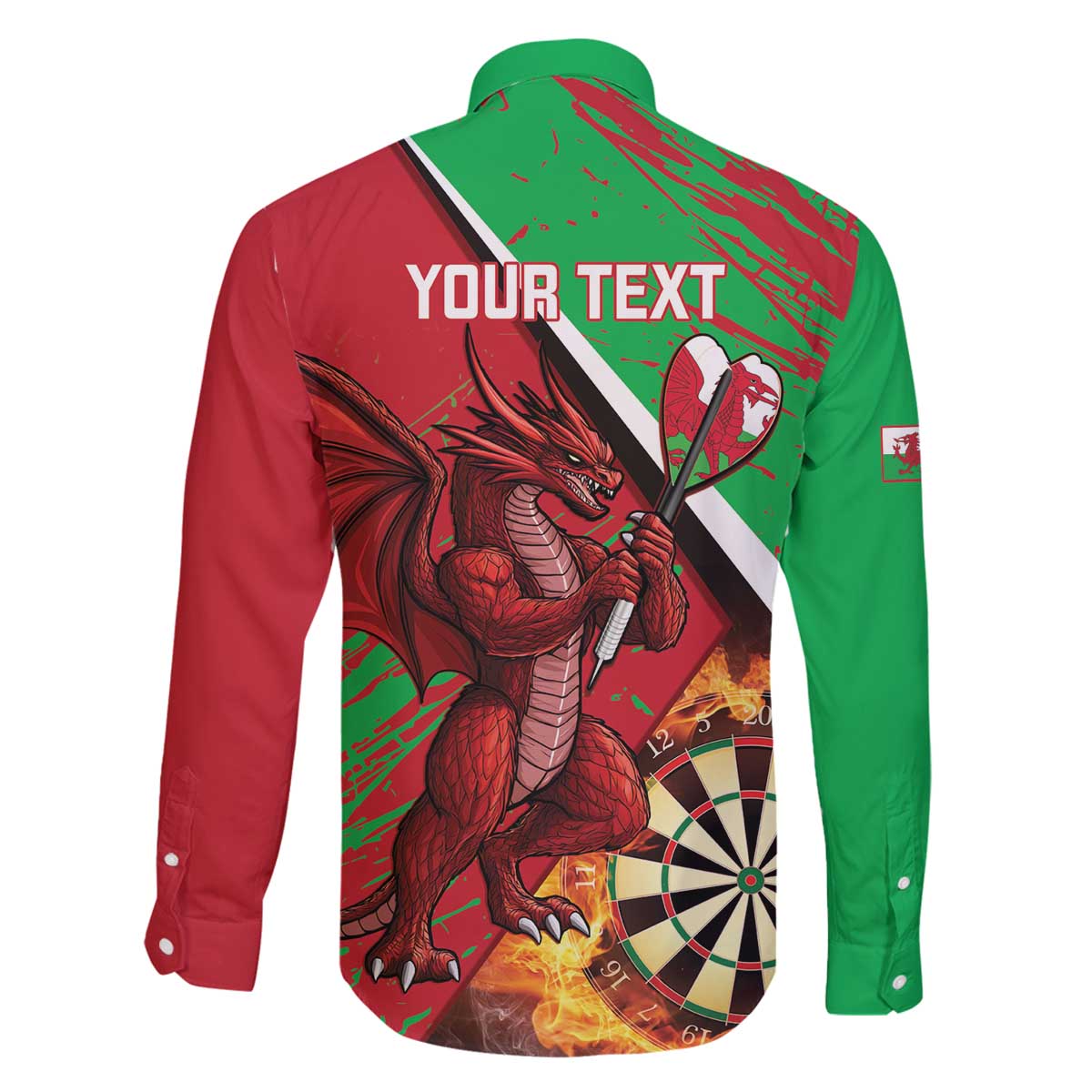 Personalised Wales Darts Family Matching Off The Shoulder Long Sleeve Dress and Hawaiian Shirt Welsh Dragon - Grunge Style - Wonder Print Shop