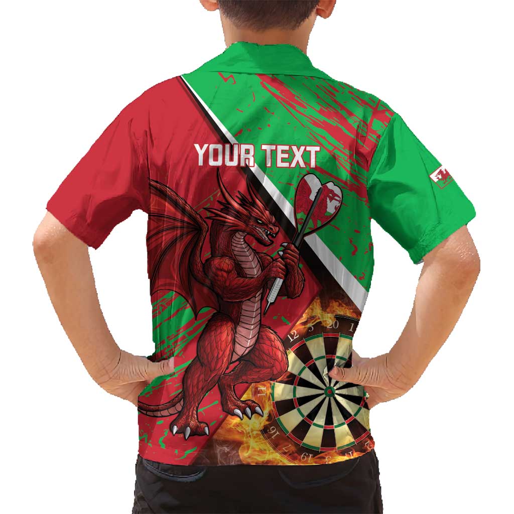 Personalised Wales Darts Family Matching Off Shoulder Maxi Dress and Hawaiian Shirt Welsh Dragon - Grunge Style - Wonder Print Shop