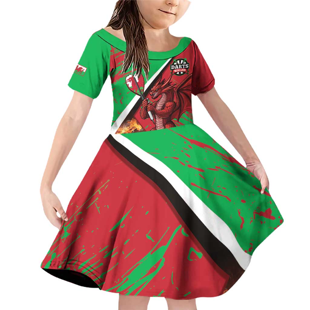 Personalised Wales Darts Family Matching Off Shoulder Short Dress and Hawaiian Shirt Welsh Dragon - Grunge Style - Wonder Print Shop